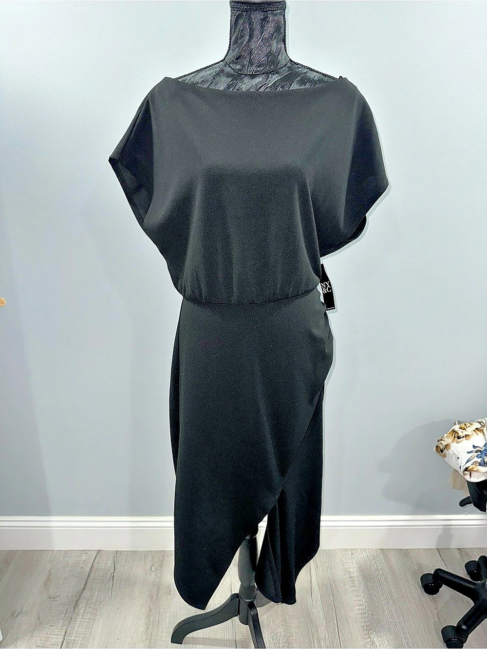 New York & Company Black Asymmetrical Dress Size M new